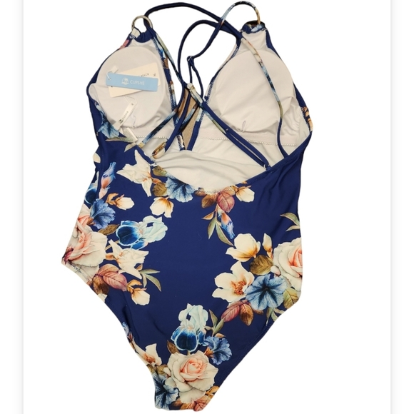 Cupshe Floral Plunge Front One Piece Swimsuit - XL - Picture 4 of 7